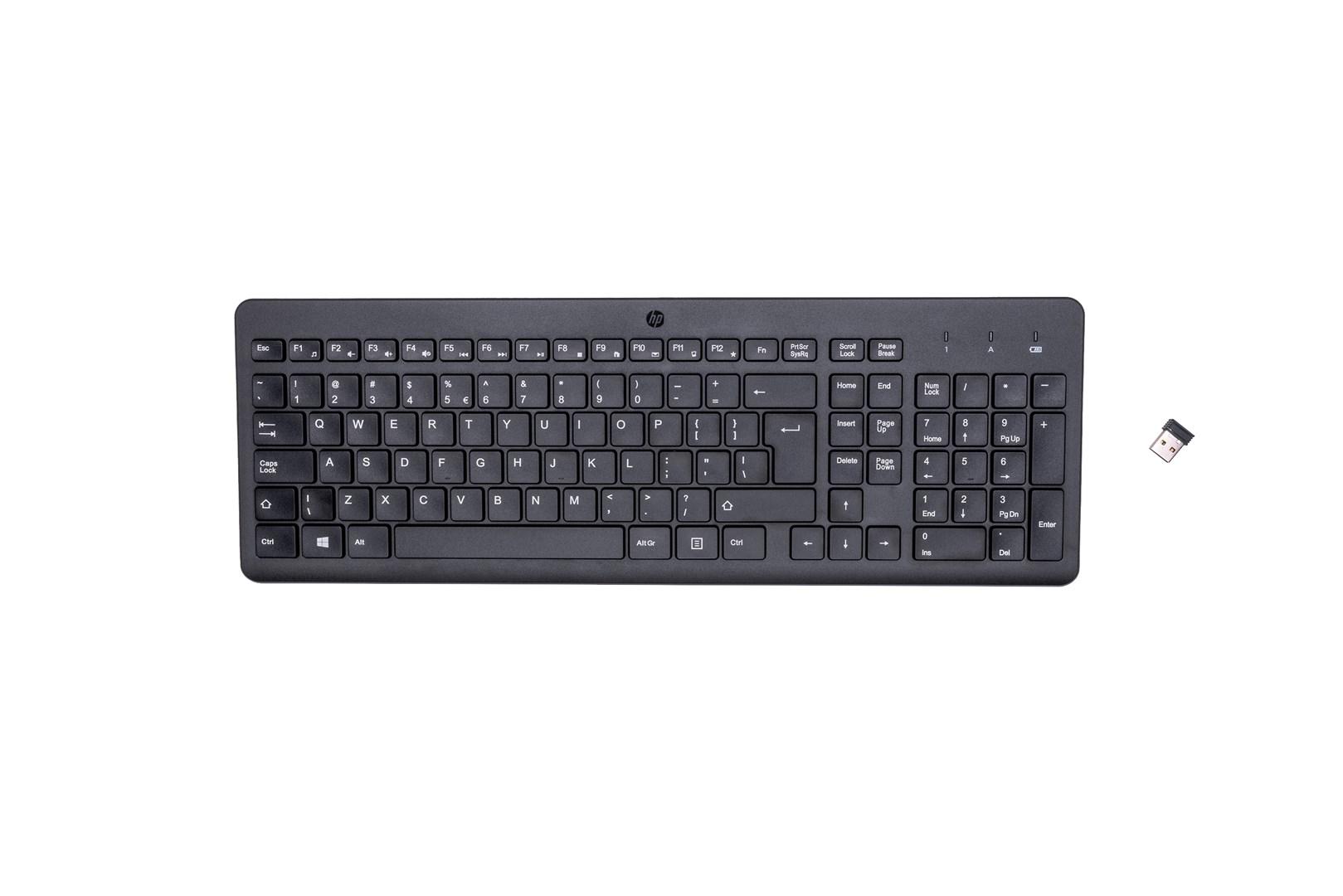 HP 220 trådløst tastatur med numerisk tastatur, USB-A modtager, QWERTY, sort