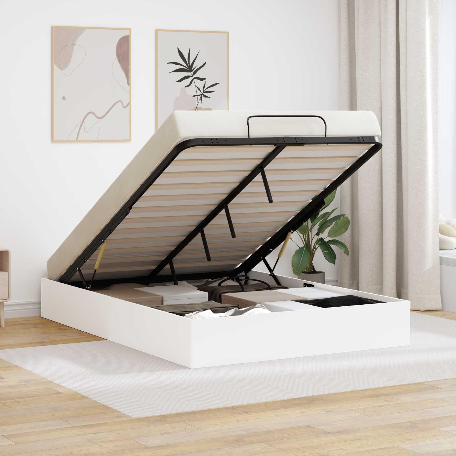 Ottoman Sengestel Hvid 193 x 120 x 25 cm Spånplade billede