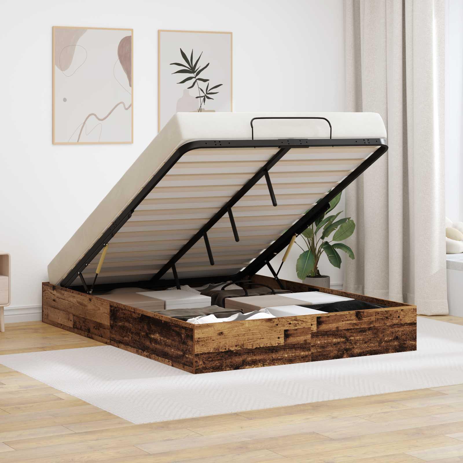 Ottoman Sengestel Gammelt træ 193 x 120 x 25 cm Spånplade billede