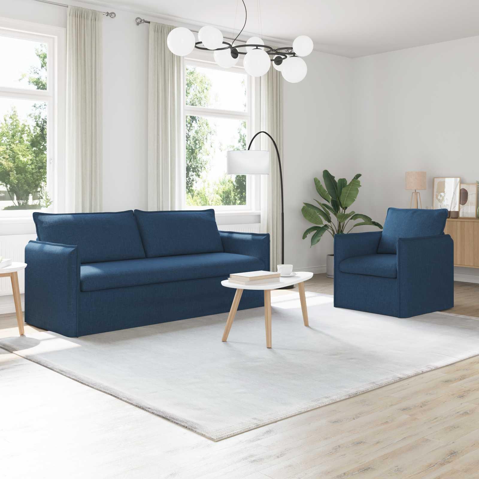 Sofa 180cm 2 stk Blå Metal billede