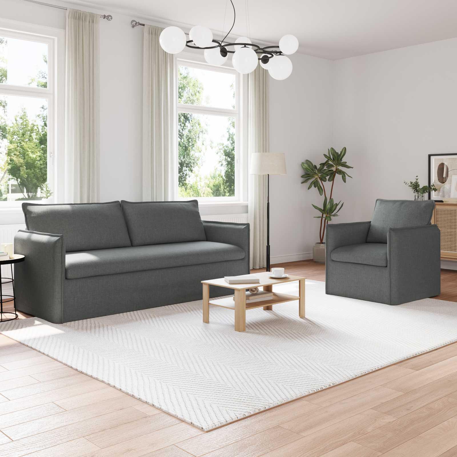 Sofa 180cm 2 stk Mørkegrå Metal billede