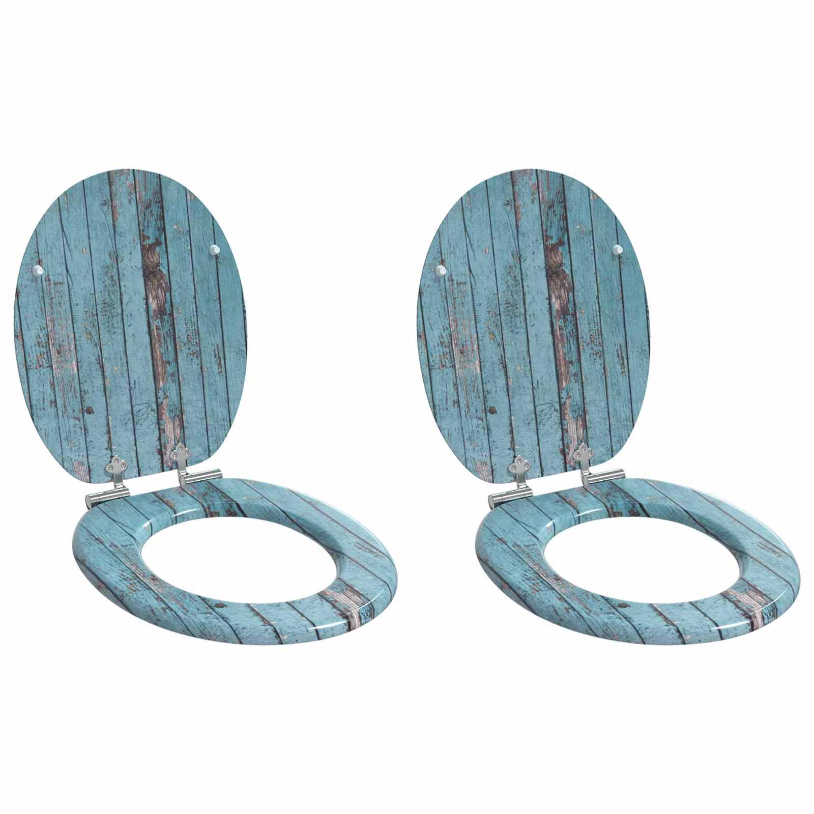 Toilet sæde 2 stk Blå 43,8 x 37,8 cm MDF plade billede