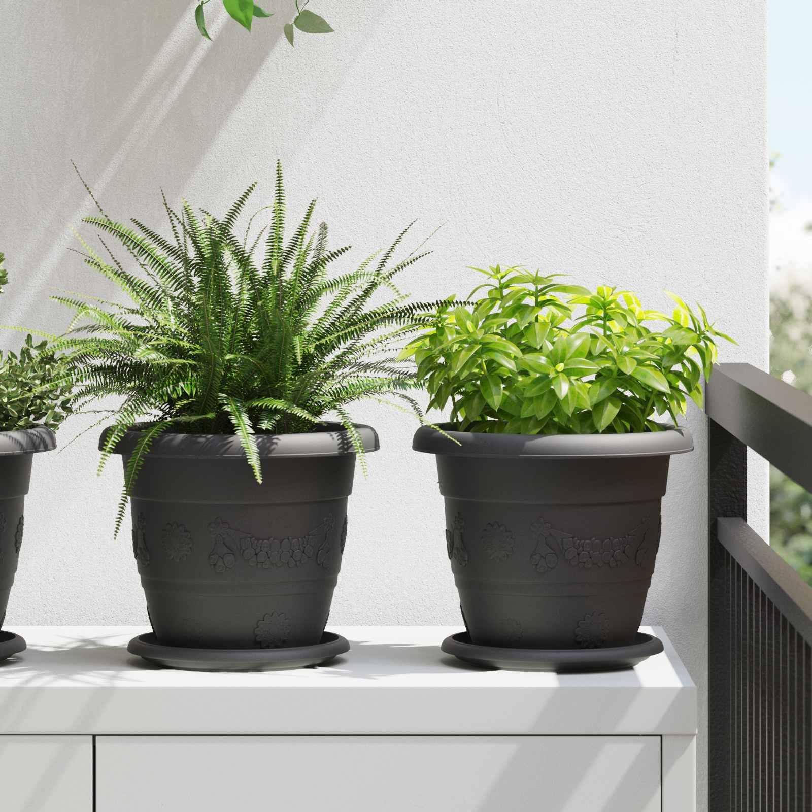 Plantepotter 24 stk Sort Ø 26 x 21.5 cm Plastik billede
