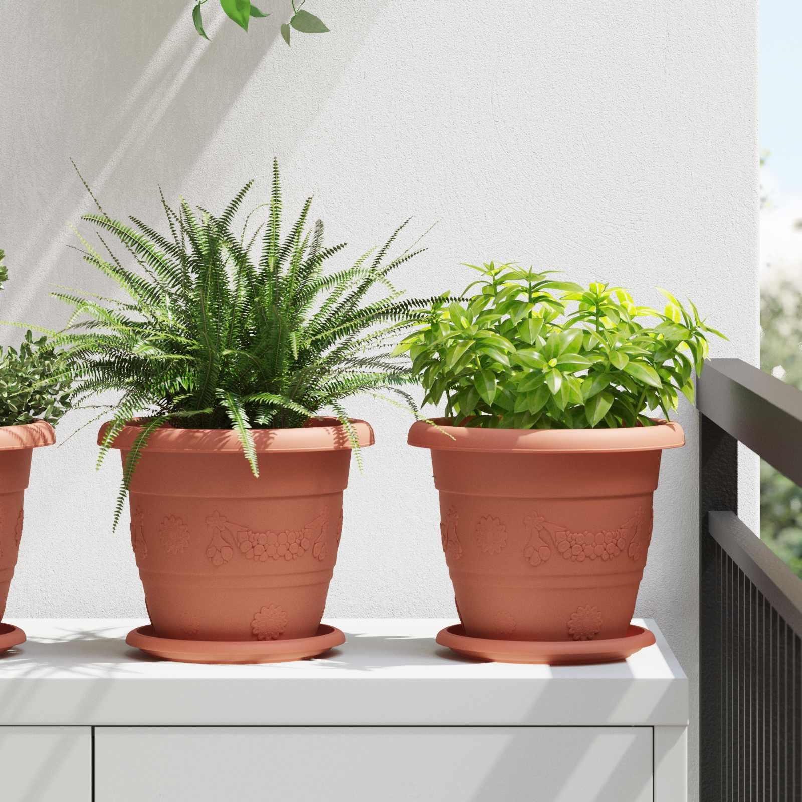 Plantepotter 6 stk Mursten Rød Ø 26 x 21.5 cm Plastik billede
