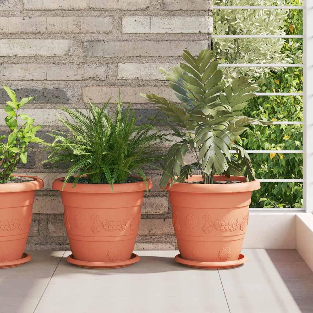 Rund Blomsterpotte 6 stk Mursten Rød Ø 26 x 21.5 cm Plastik billede