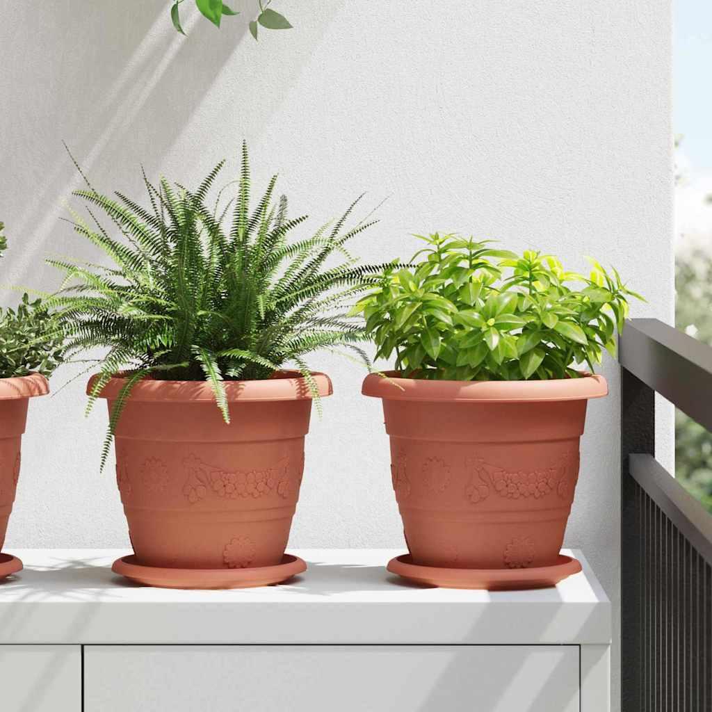 Rund Blomsterpotte 6 stk Mursten Rød Ø 26 x 21.5 cm Plastik billede
