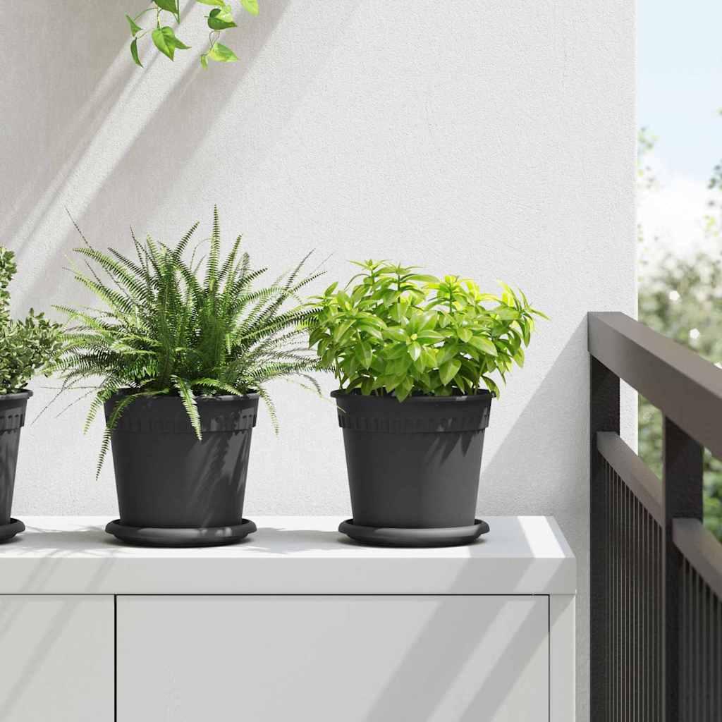 Rund Blomsterpotte 6 stk Sort Ø 17 x 14 cm Plastik billede
