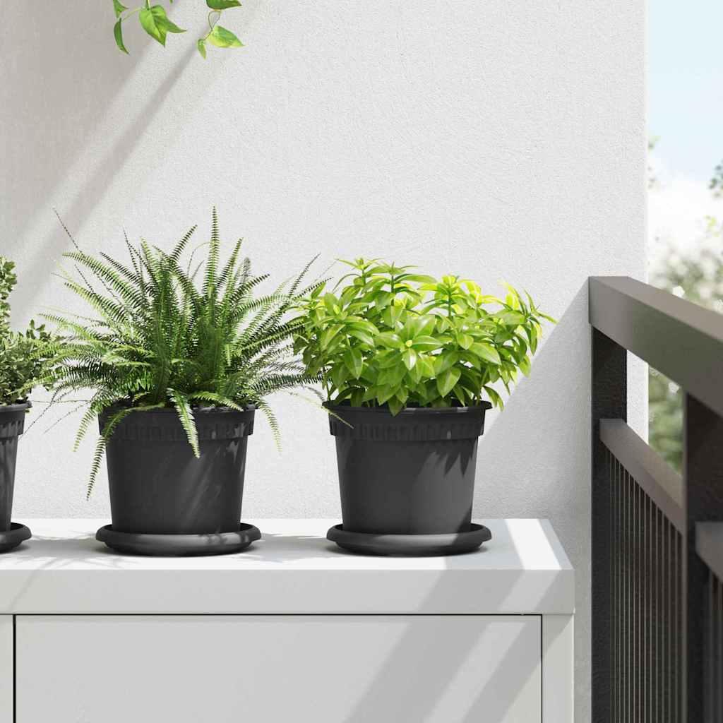 Rund Blomsterpotte 6 stk Sort Ø 15 x 12 cm Plastik billede