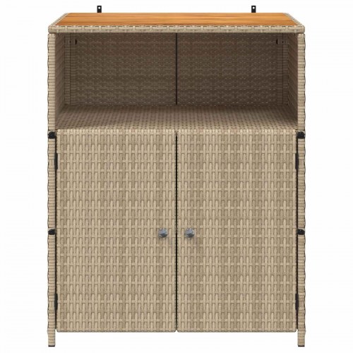 Rattan-skab med døre og trætop - beige 70 × 50 × 87 cm