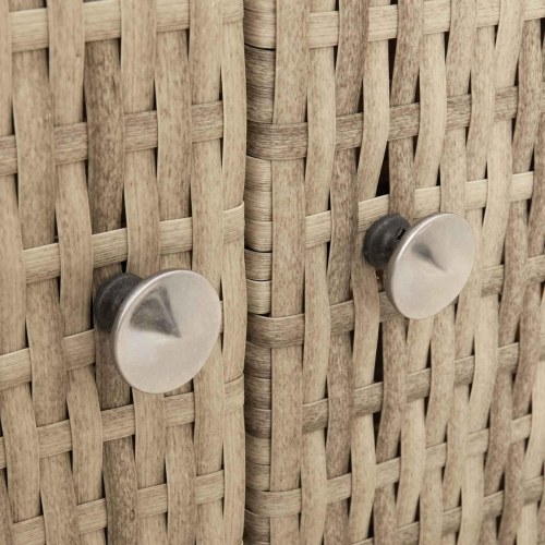 Rattan-skab med døre og trætop - beige 70 × 50 × 87 cm