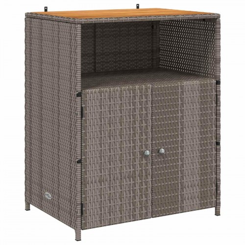 Kabinet med hylde - grå rattanlook, trætop 70 × 50 × 87 cm