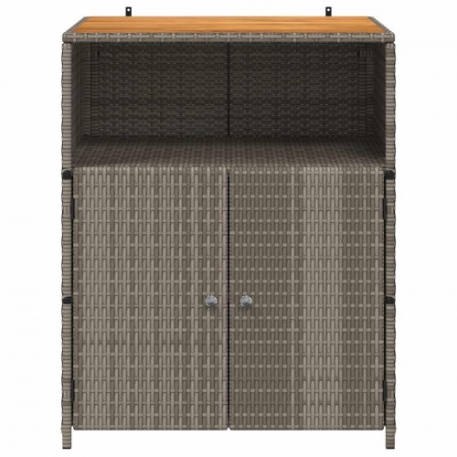 Kabinet med hylde - grå rattanlook, trætop 70 × 50 × 87 cm