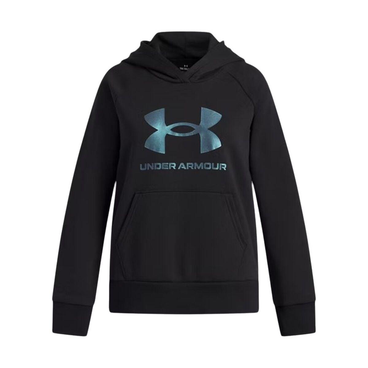 Under Armour Rival Fleece Shimmer hættetrøje til piger - sort, 8 år billede