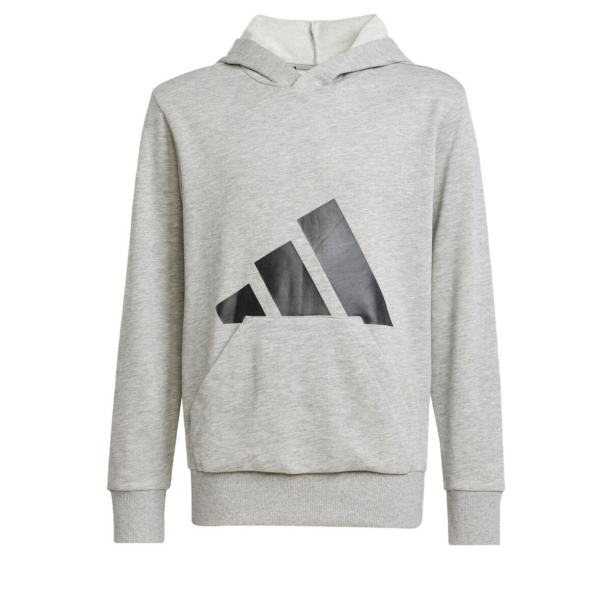 Adidas Big Logo hættetrøje til piger - lysegrå, 7-8 år billede