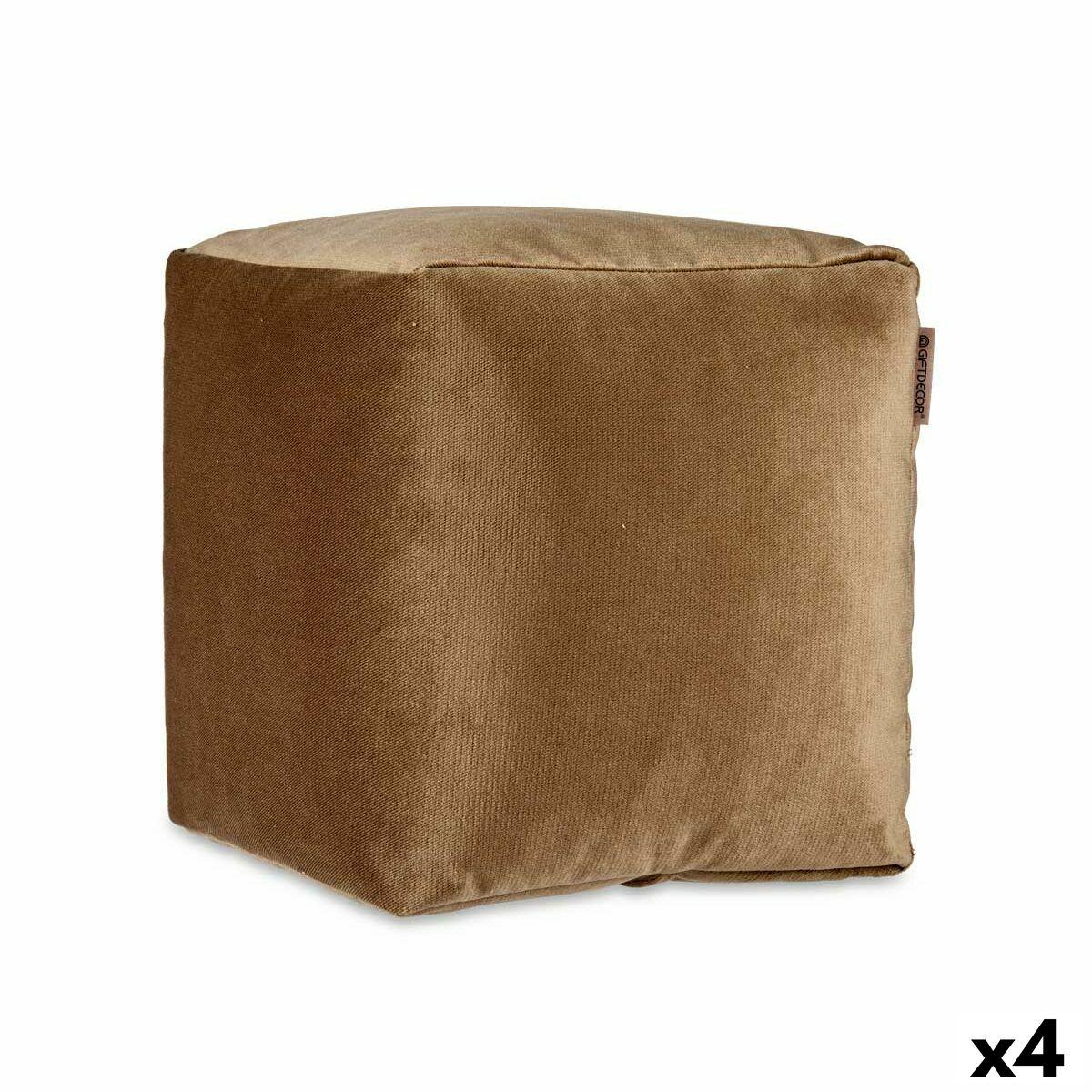 Puf i fløjl 30×30×30 cm brun - (4 stk.)