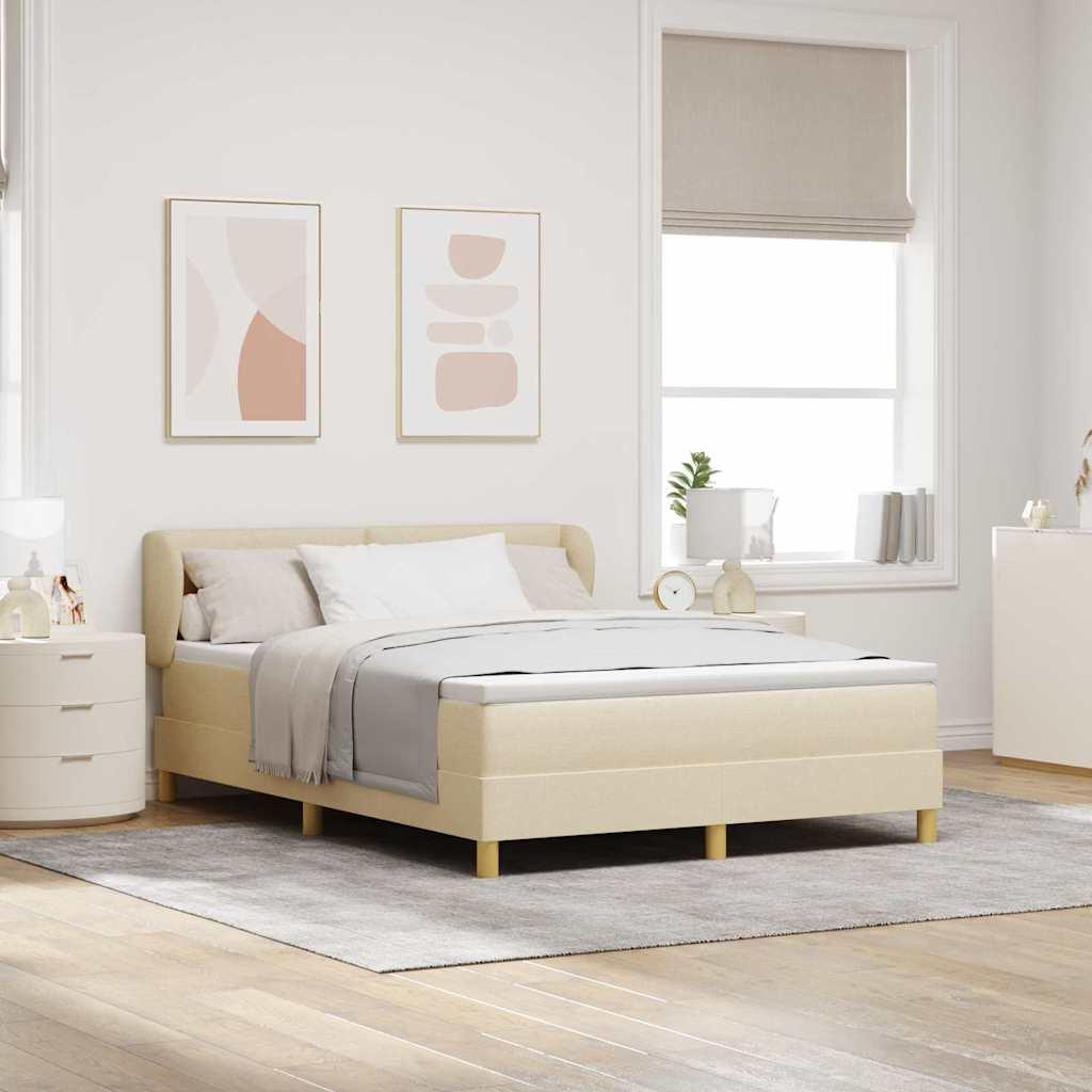 Kontinentalseng med madras Creme 160 x 200 cm Stof billede