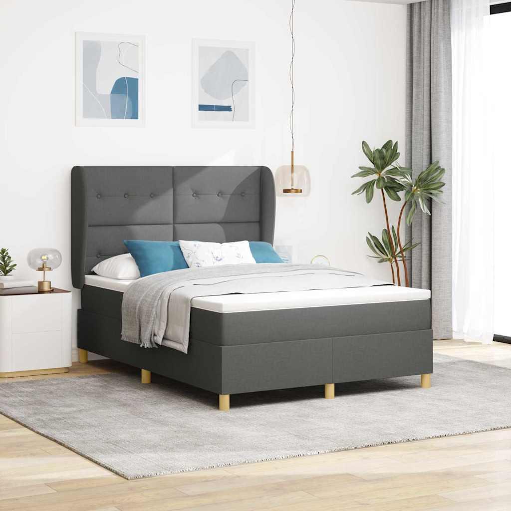 Boks-madras seng med madras Mørkegrå 90x190 cm Stof Mørkegrå billede