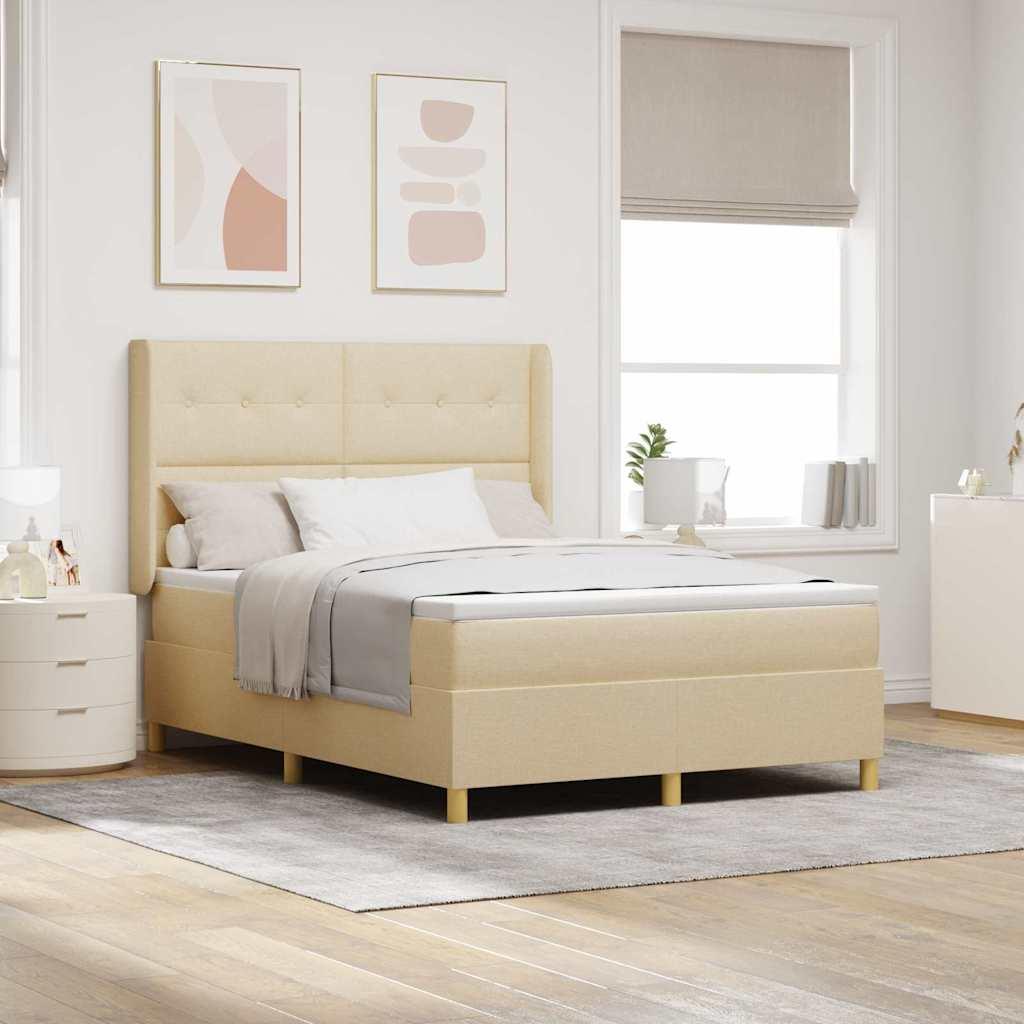 Kontinentalseng med madras Creme 160 x 200 cm Stof billede