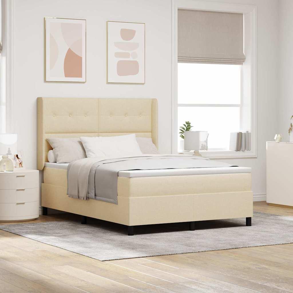 Kontinentalseng med madras Creme 200 x 160 cm Stof billede