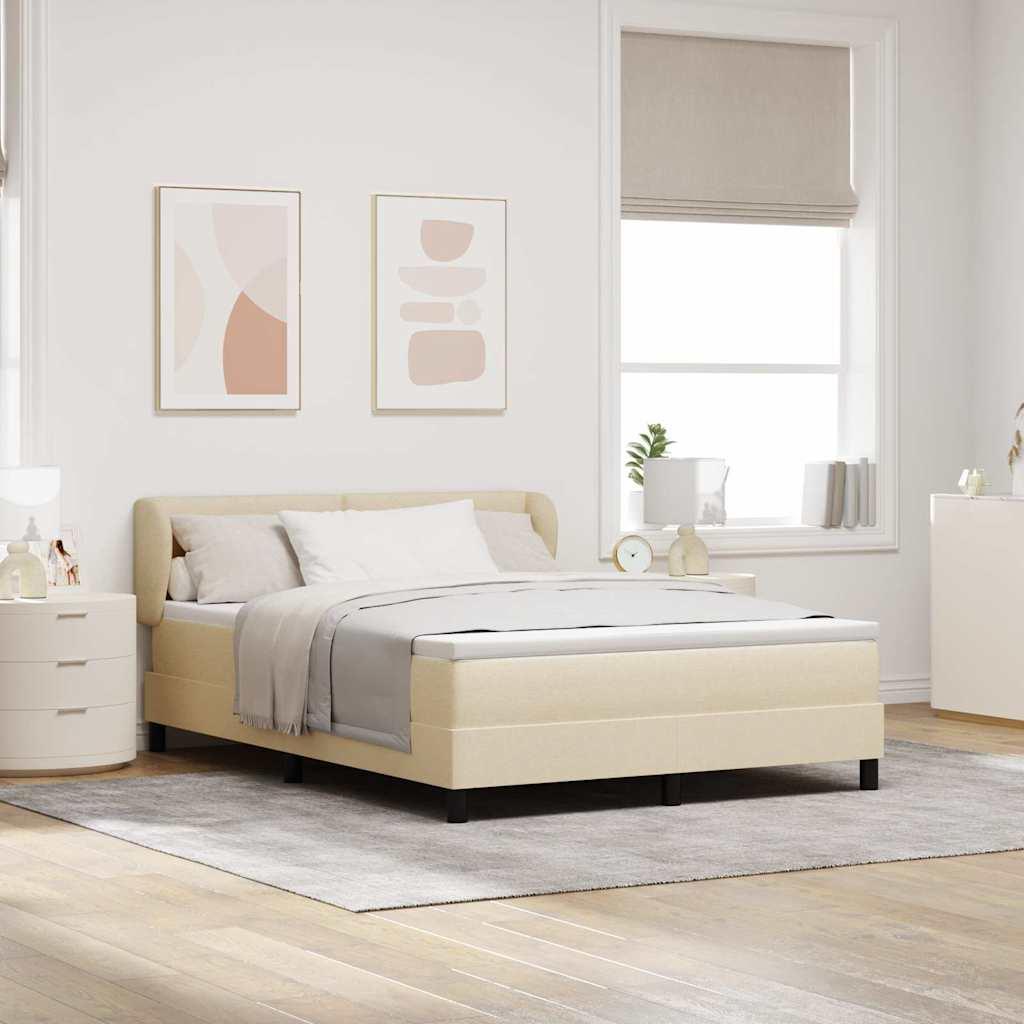 Kontinentalseng med madras Creme 160 x 200 cm Stof billede