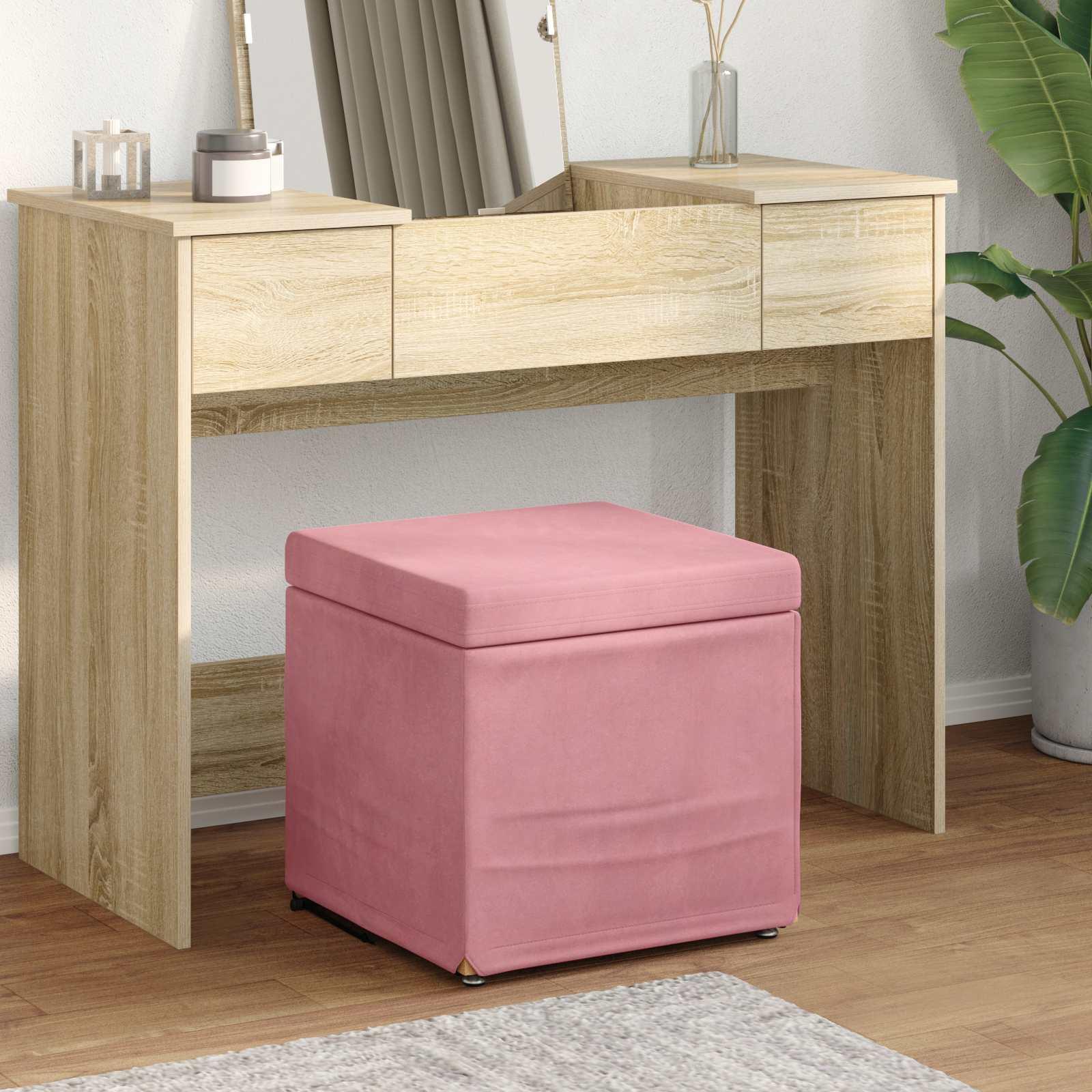 Taburet Lyserød 41 x 41 x 40 cm Velour og konstrueret træ billede