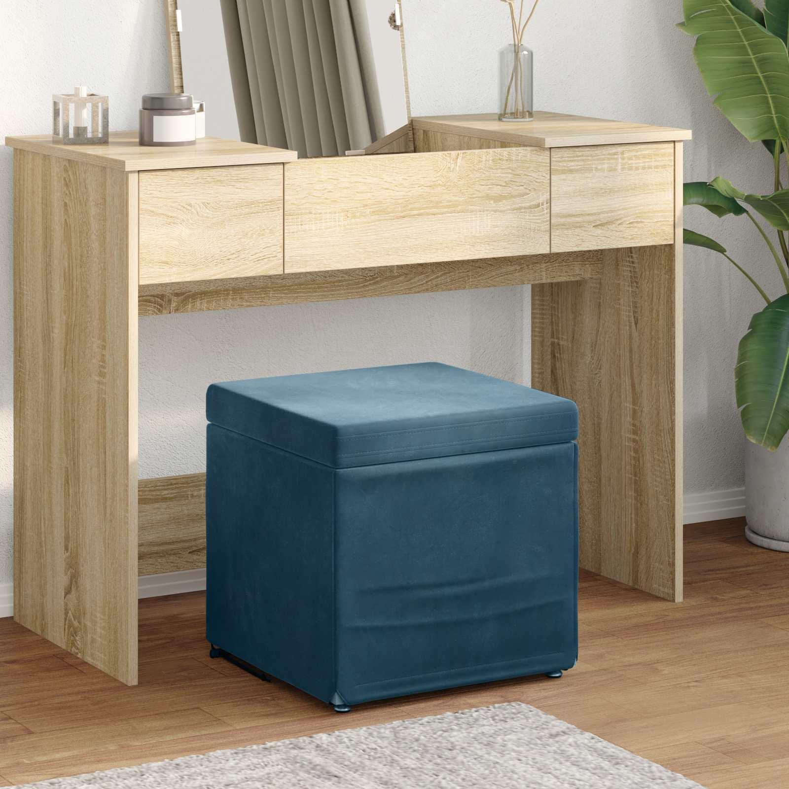 Taburet Blå 41 x 41 x 40 cm Velour og konstrueret træ billede