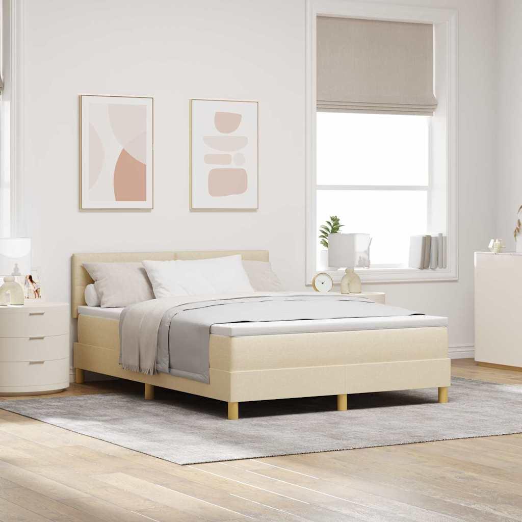 Kontinentalseng med madras Creme 160 x 200 cm Stof billede