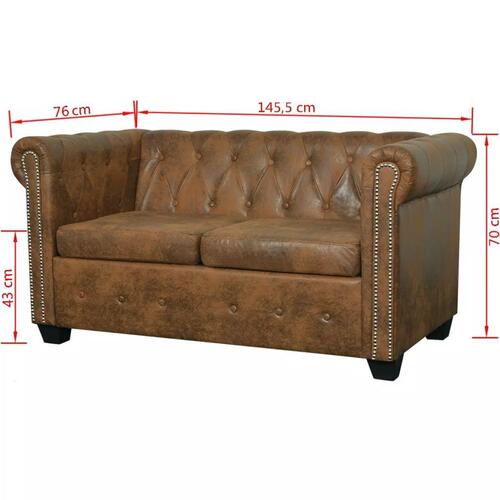 2-personers og 3-personers Chesterfield sofasæt brun
