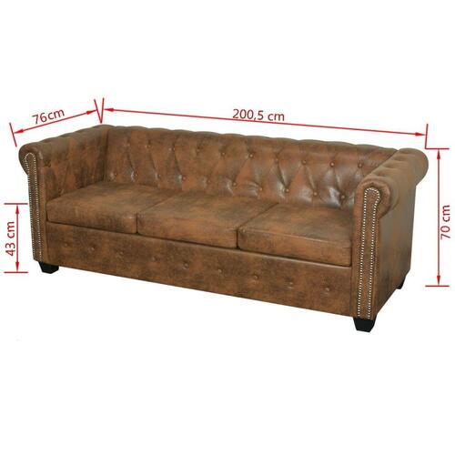 2-personers og 3-personers Chesterfield sofasæt brun