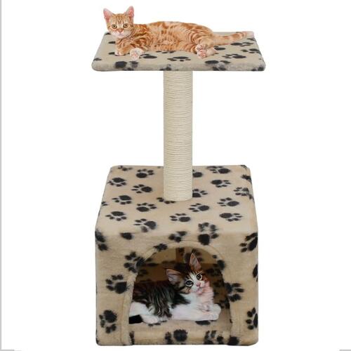 Kradsetræ til katte med sisal-kradsestolper 55 cm beige fodspor