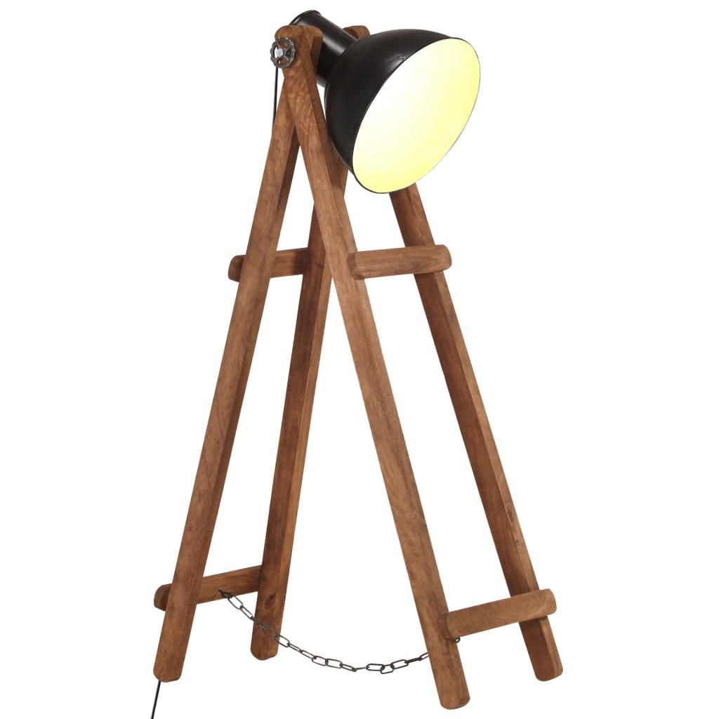 Gulvlampe E27 massivt mangotræ sort billede