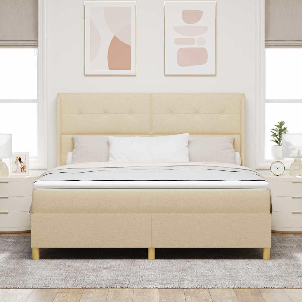 Kontinentalseng med madras Creme 180 x 200 cm Stof billede