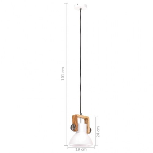Industriel hængelampe E27 25 W - rund 19 cm, hvid/mangotræ