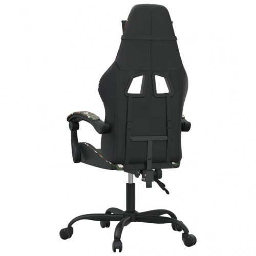 Drejelig gamingstol i kunstlæder - sort/camouflage med massagepude