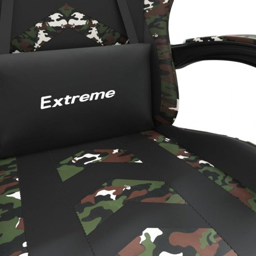 Drejelig gamingstol i kunstlæder - sort/camouflage med massagepude