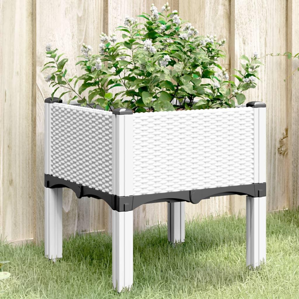 Plantekasse med ben 40x40x42 cm PP hvid billede