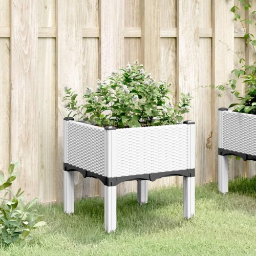 Plantekasse med ben 40 x 40 x 42 cm - hvid