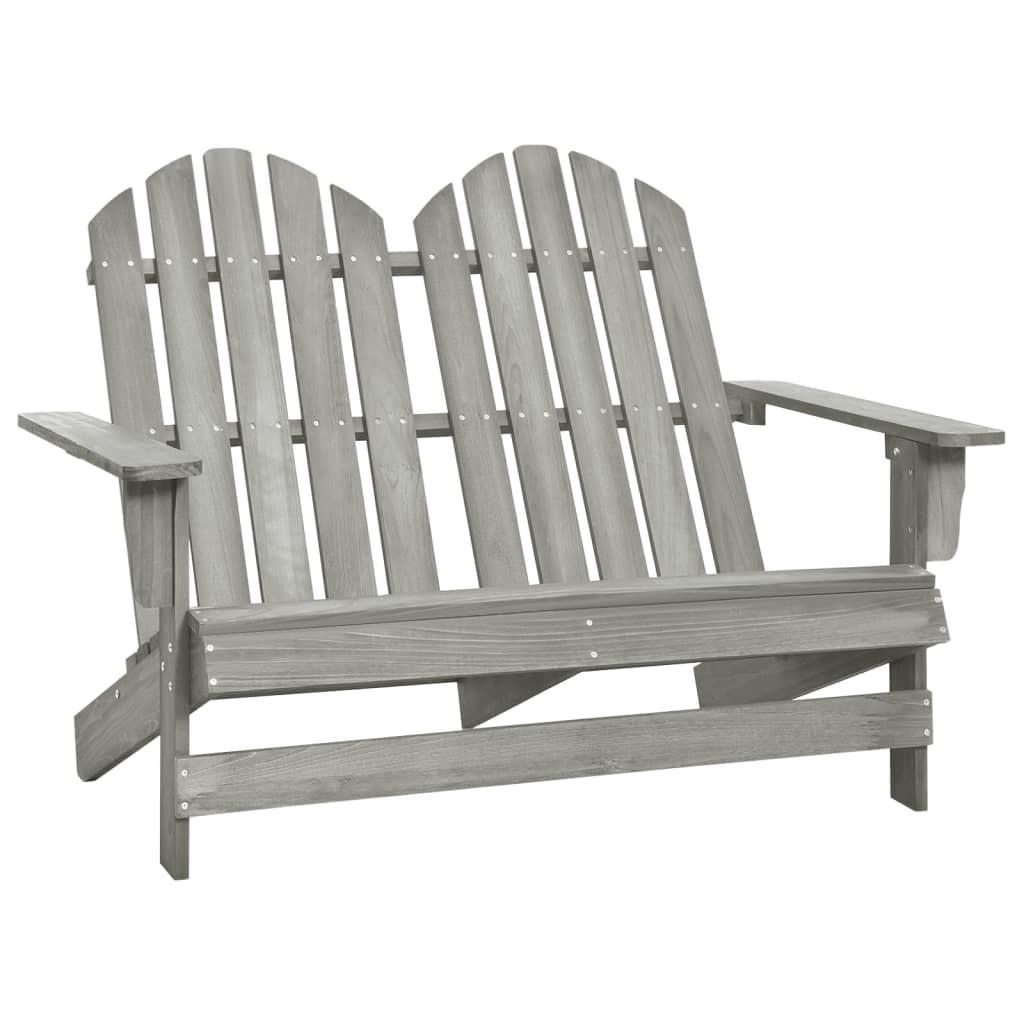 2-personers Adirondack-havestol massivt grantræ grå