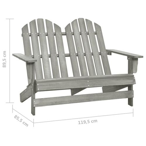 2-personers Adirondack-havestol massivt grantræ grå