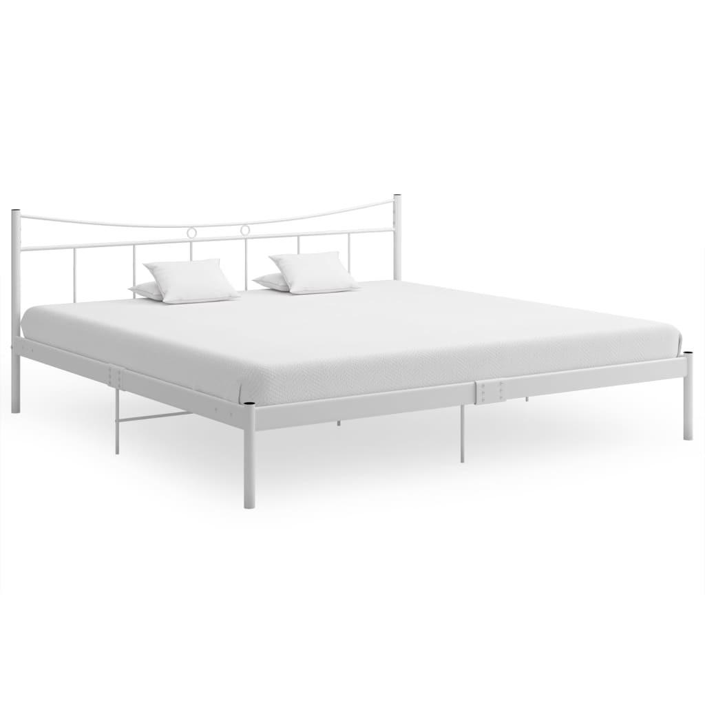Sengestel 200x200 cm metal hvid