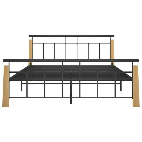 Sengestel 160x200 cm massivt egetræ og metal