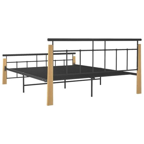 Sengestel 160x200 cm massivt egetræ og metal