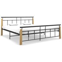 Sengestel 180x200 cm metal og massivt egetræ