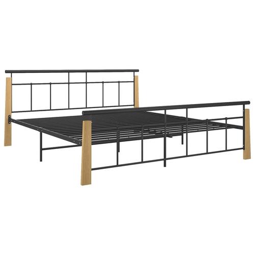 Sengestel 180x200 cm metal og massivt egetræ