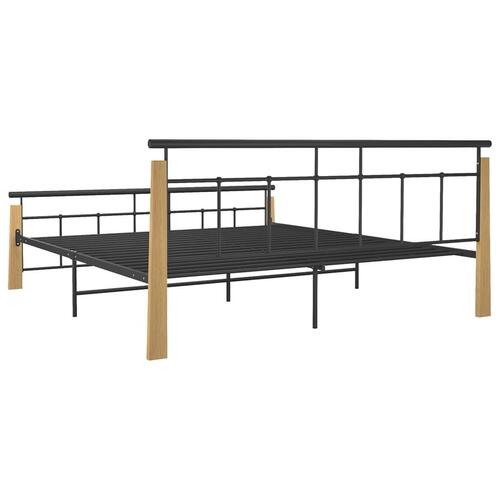 Sengestel 180x200 cm metal og massivt egetræ