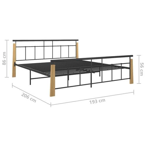 Sengestel 180x200 cm metal og massivt egetræ