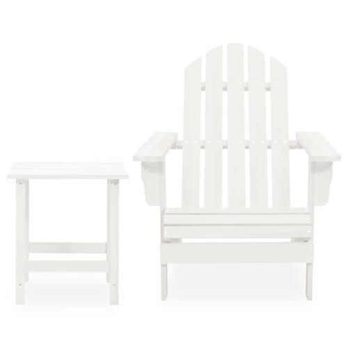 Adirondack-havestol med bord massivt grantræ hvid
