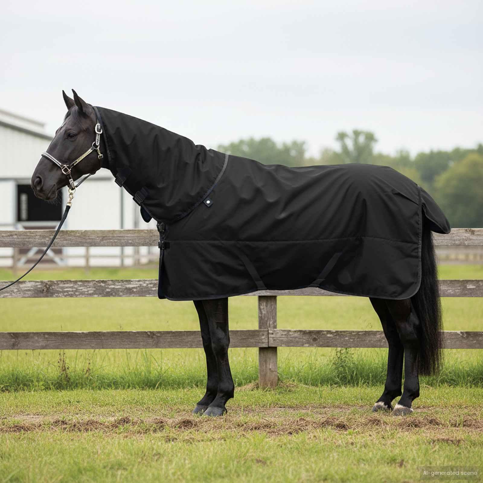 Hestetæppe Mørk Grøn og Sort 85 cm Polyester billede