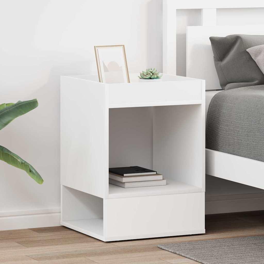 Endebord 2 stk Hvid 40 x 40 x 56 cm Konstrueret træ billede