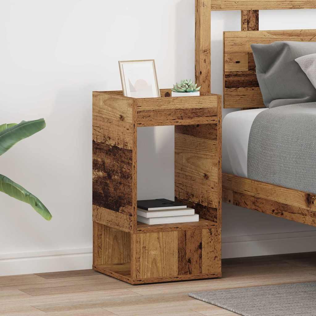 Endebord 2 stk Gammelt træ 30 x 30 x 56 cm Konstrueret træ billede